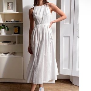 White Pleats Midi Dress